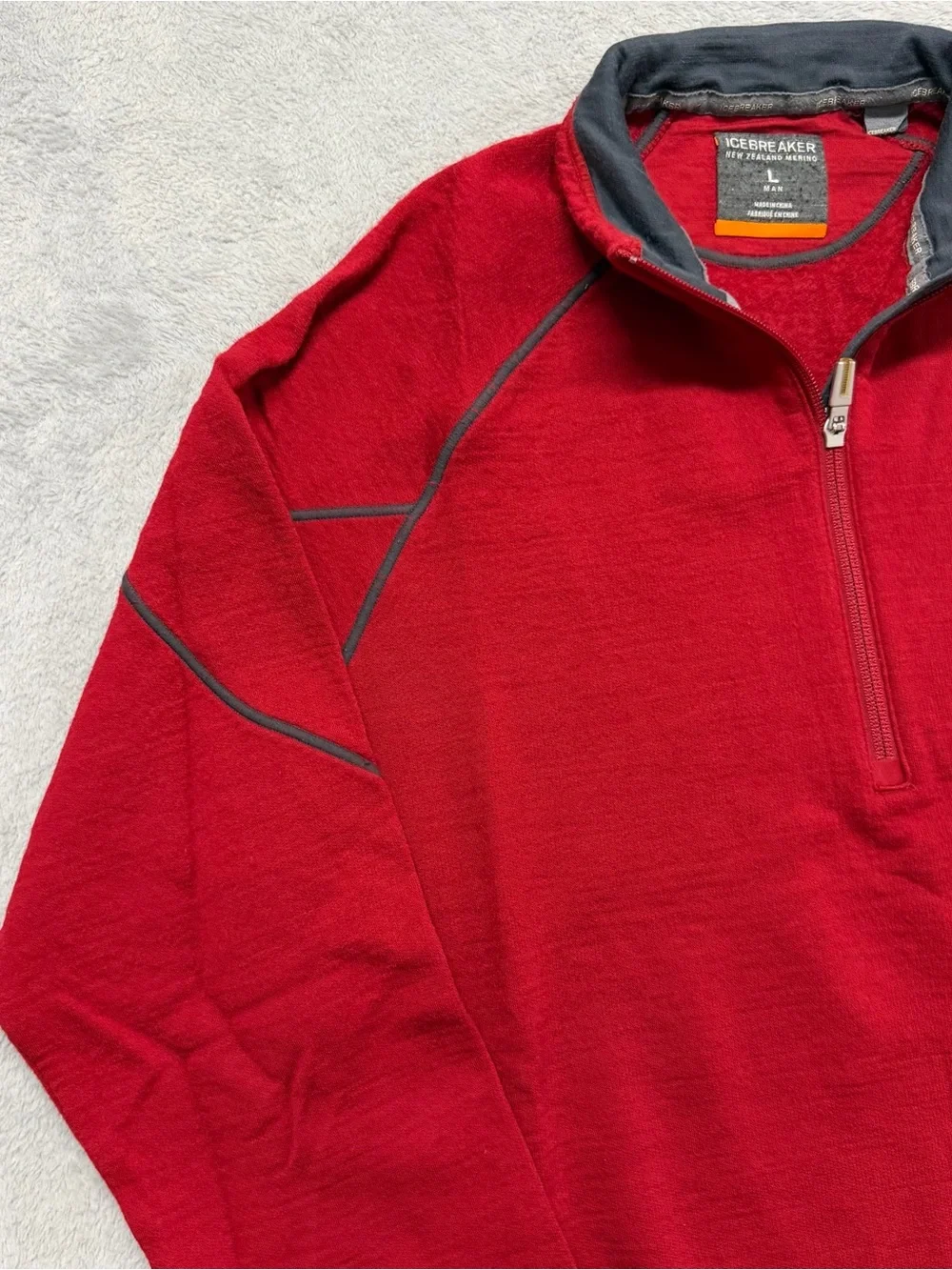 Icebreaker Jumper Mens Large New Zealand Merino Wool Sweater Layer 1/4 Zip